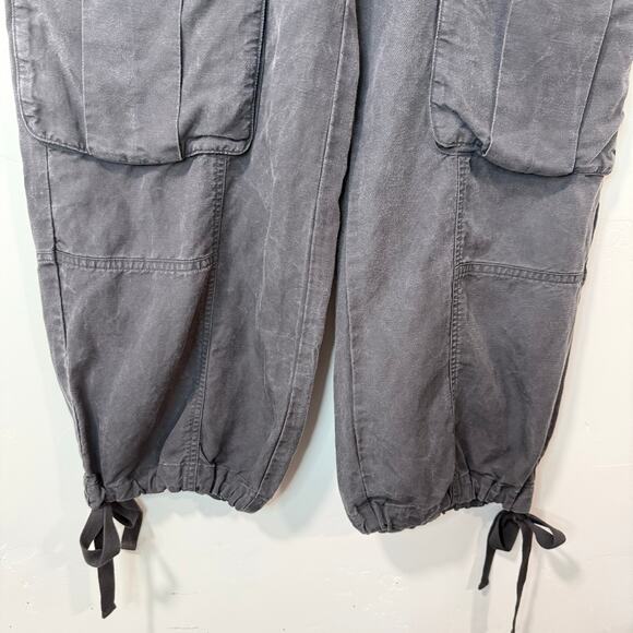 Abercrombie & Fitch Women’s High Rise Baggy Cargo Pant Grey Wide Leg Tie 4S 27 - Picture 3 of 8